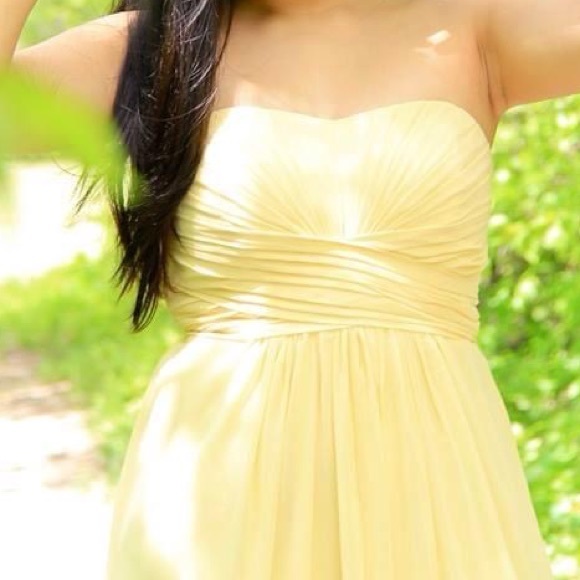 David’s Bridal Strapless Bridesmaids Dress in Canary Yellow - Picture 2 of 5